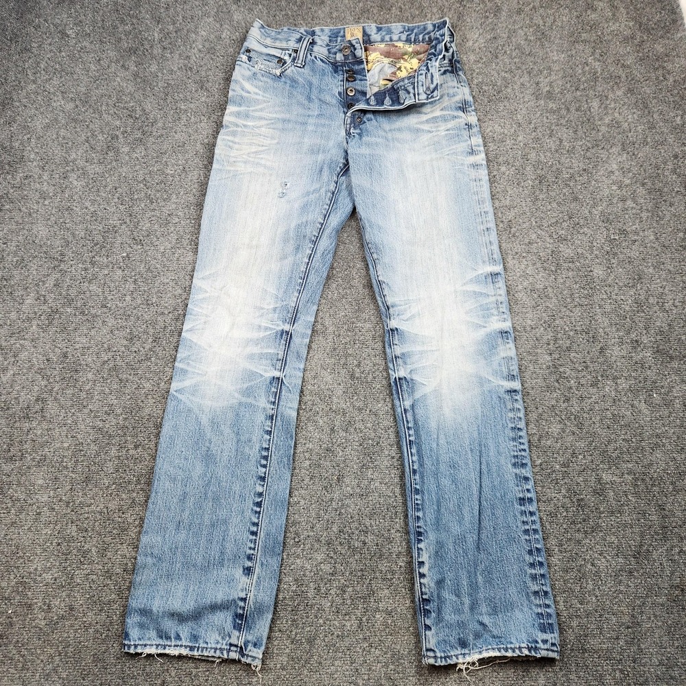 Prps Barracuda Jeans Mens 29x33 Light Wash Blue Distressed Straight Leg Denim‎